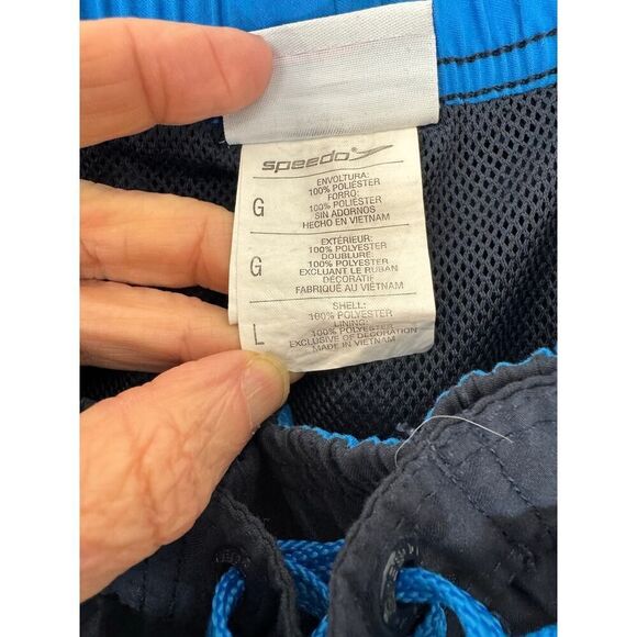 Speedo Swim Trunk Board Shorts Men's Large Navy Lined Drawstring Waist - Picture 7 of 9